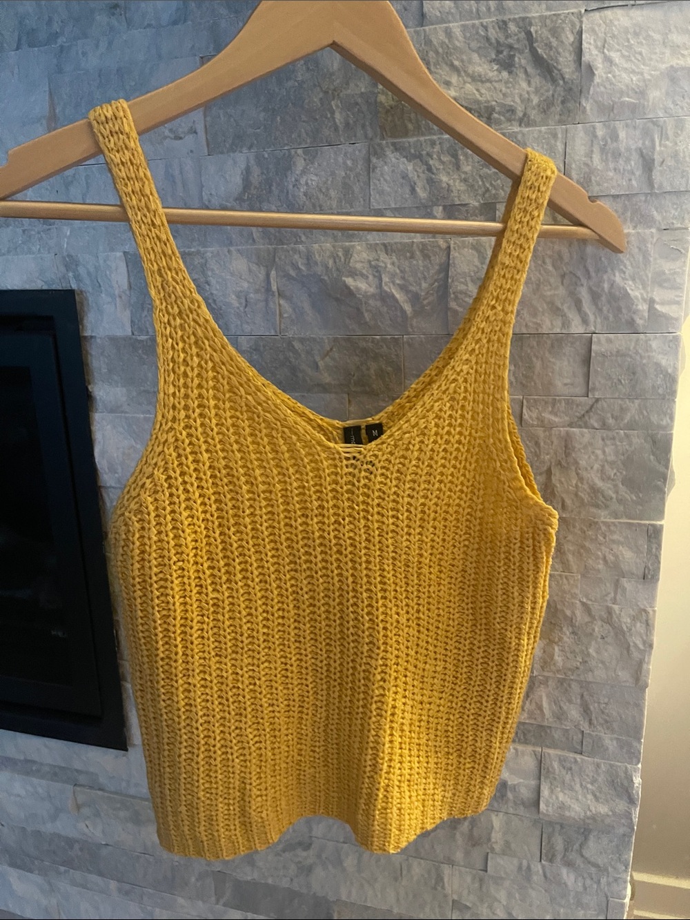moon & madison Mustard Yellow Knit V-Neck Tank